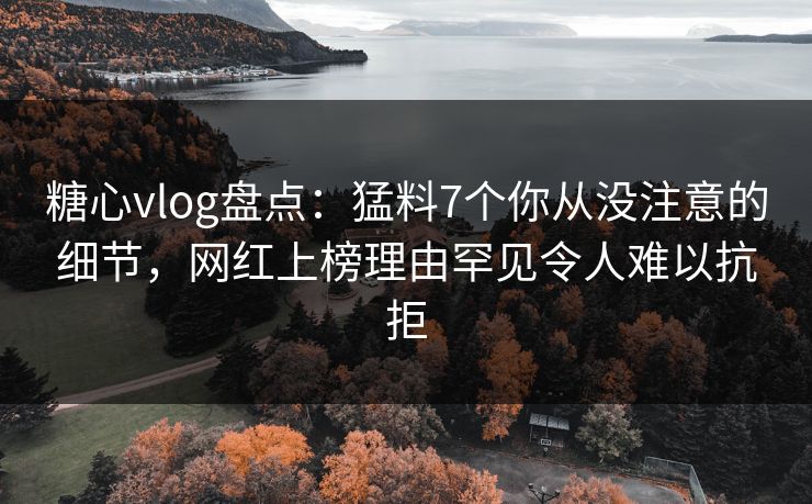 糖心vlog盘点：猛料7个你从没注意的细节，网红上榜理由罕见令人难以抗拒