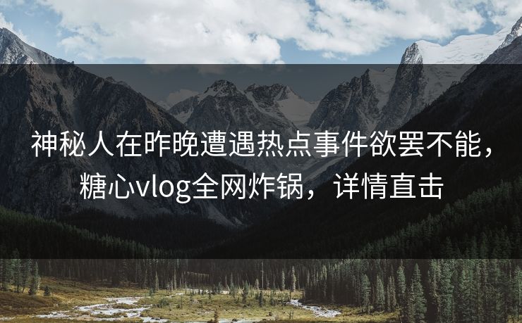 神秘人在昨晚遭遇热点事件欲罢不能，糖心vlog全网炸锅，详情直击