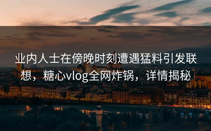 业内人士在傍晚时刻遭遇猛料引发联想，糖心vlog全网炸锅，详情揭秘