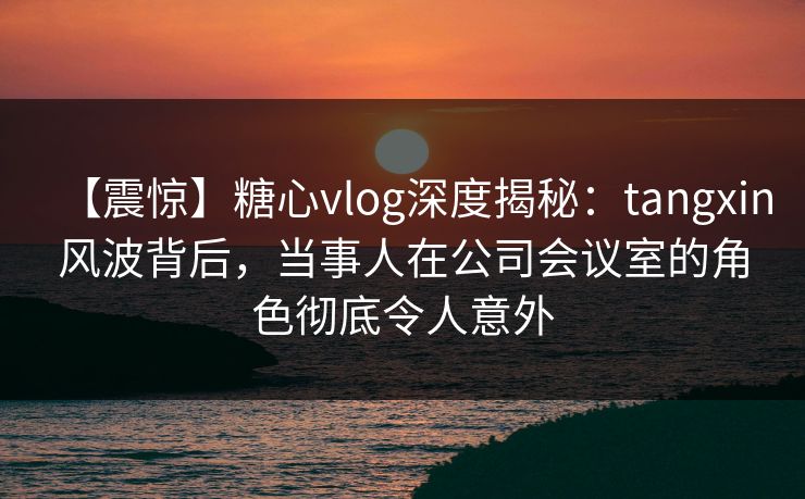 【震惊】糖心vlog深度揭秘：tangxin风波背后，当事人在公司会议室的角色彻底令人意外