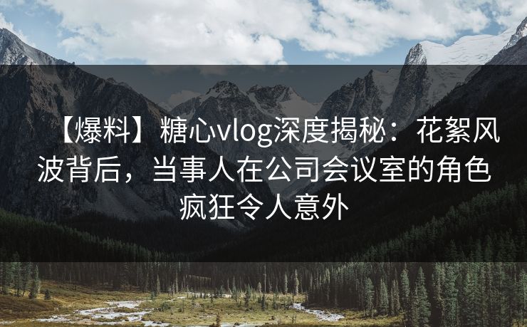 【爆料】糖心vlog深度揭秘：花絮风波背后，当事人在公司会议室的角色疯狂令人意外