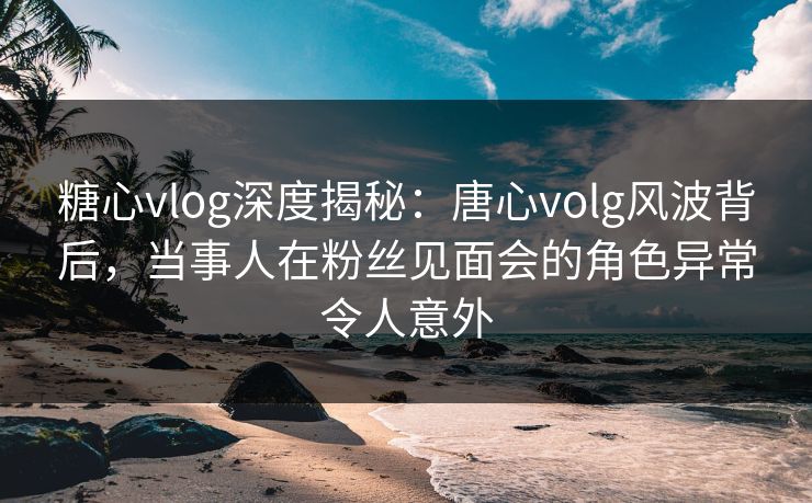 糖心vlog深度揭秘：唐心volg风波背后，当事人在粉丝见面会的角色异常令人意外